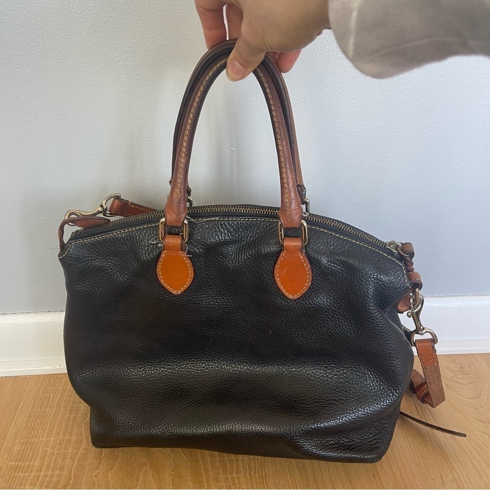 Dooney & Bourke Dillen Pebbled Leather Double Pockets Handbag Black Hobo Bag - Picture 5 of 14